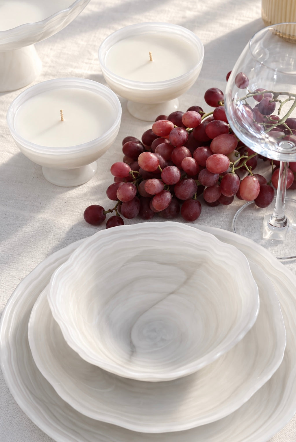 סט זכוכית צדפה 18 חלקים גוון ivory