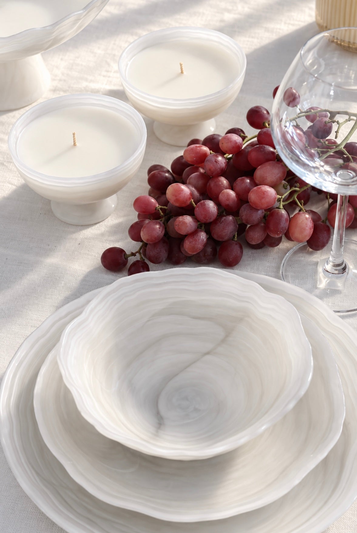 סט זכוכית צדפה 18 חלקים גוון ivory