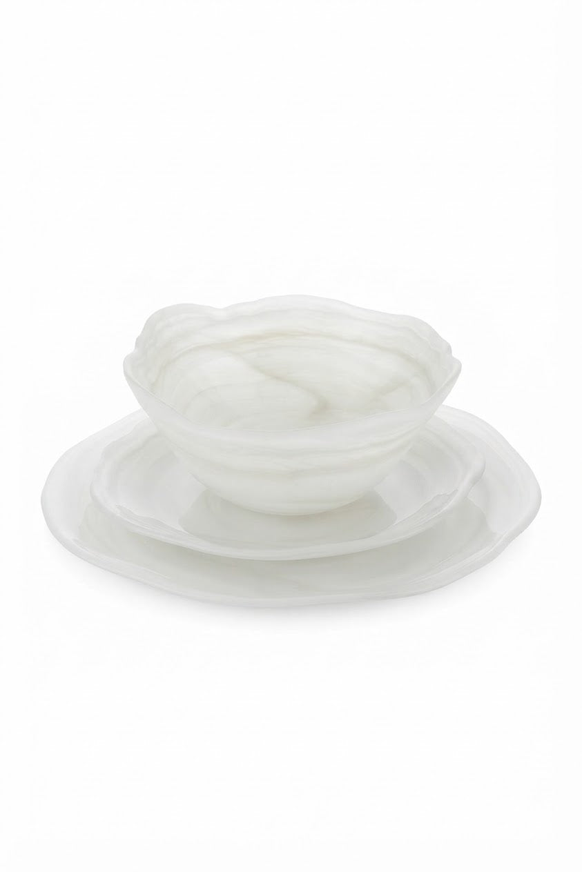 סט זכוכית צדפה 18 חלקים גוון ivory