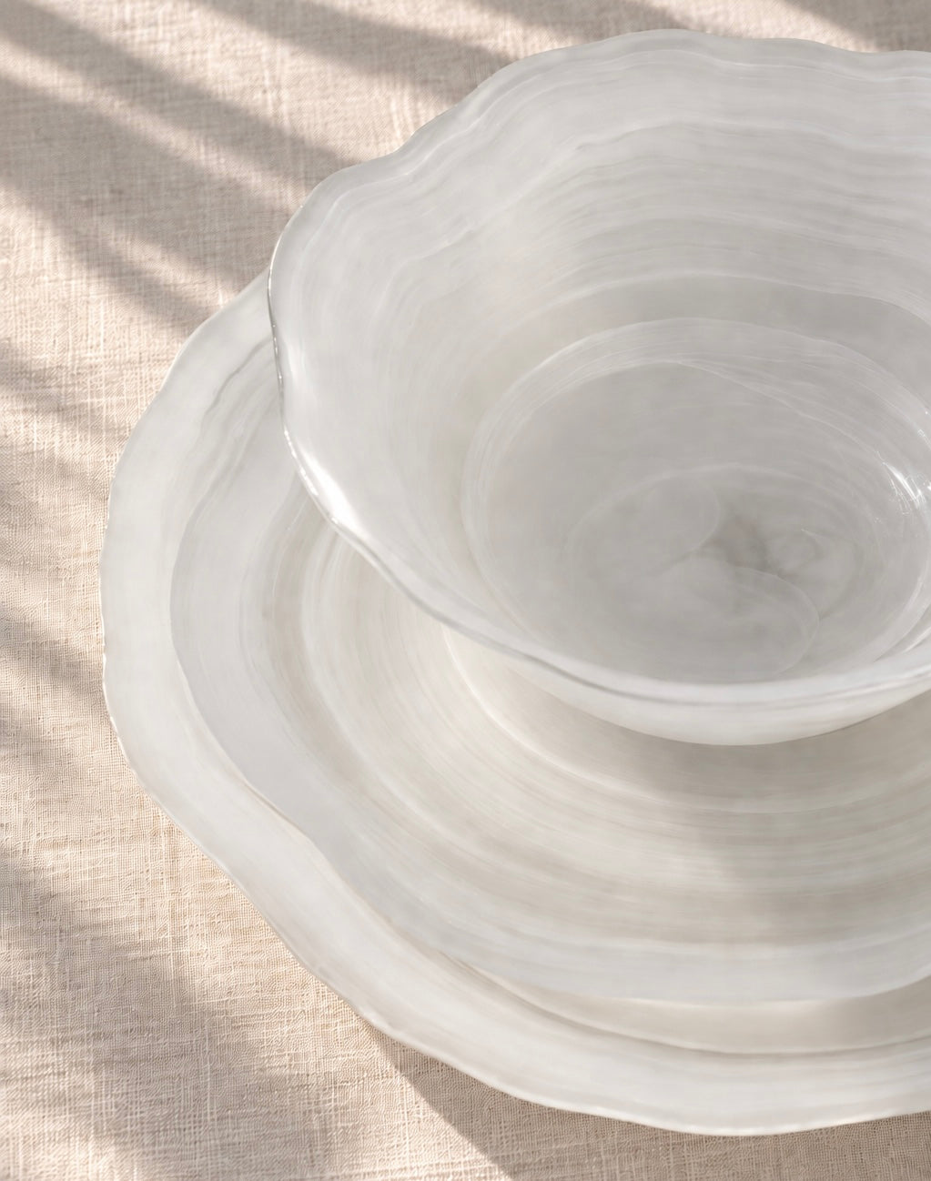 קערה זכוכית צדפה גוון ivory קוטר 16.5 ס״מ