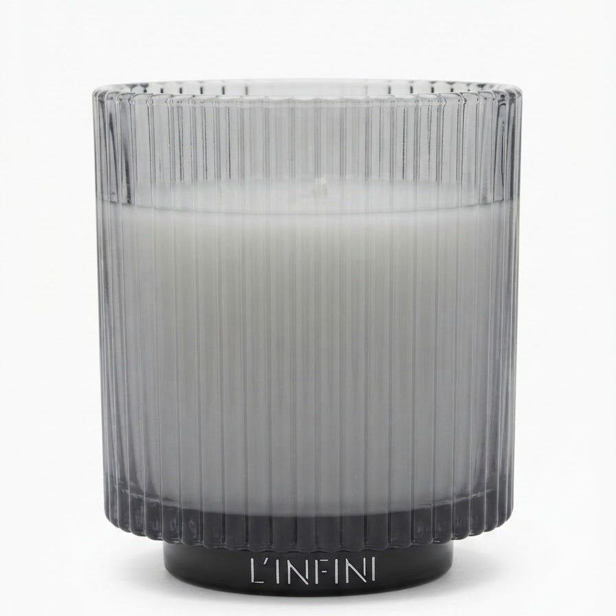POIRE BLANCHE 0.5L - נר צילנדר פסים אפור