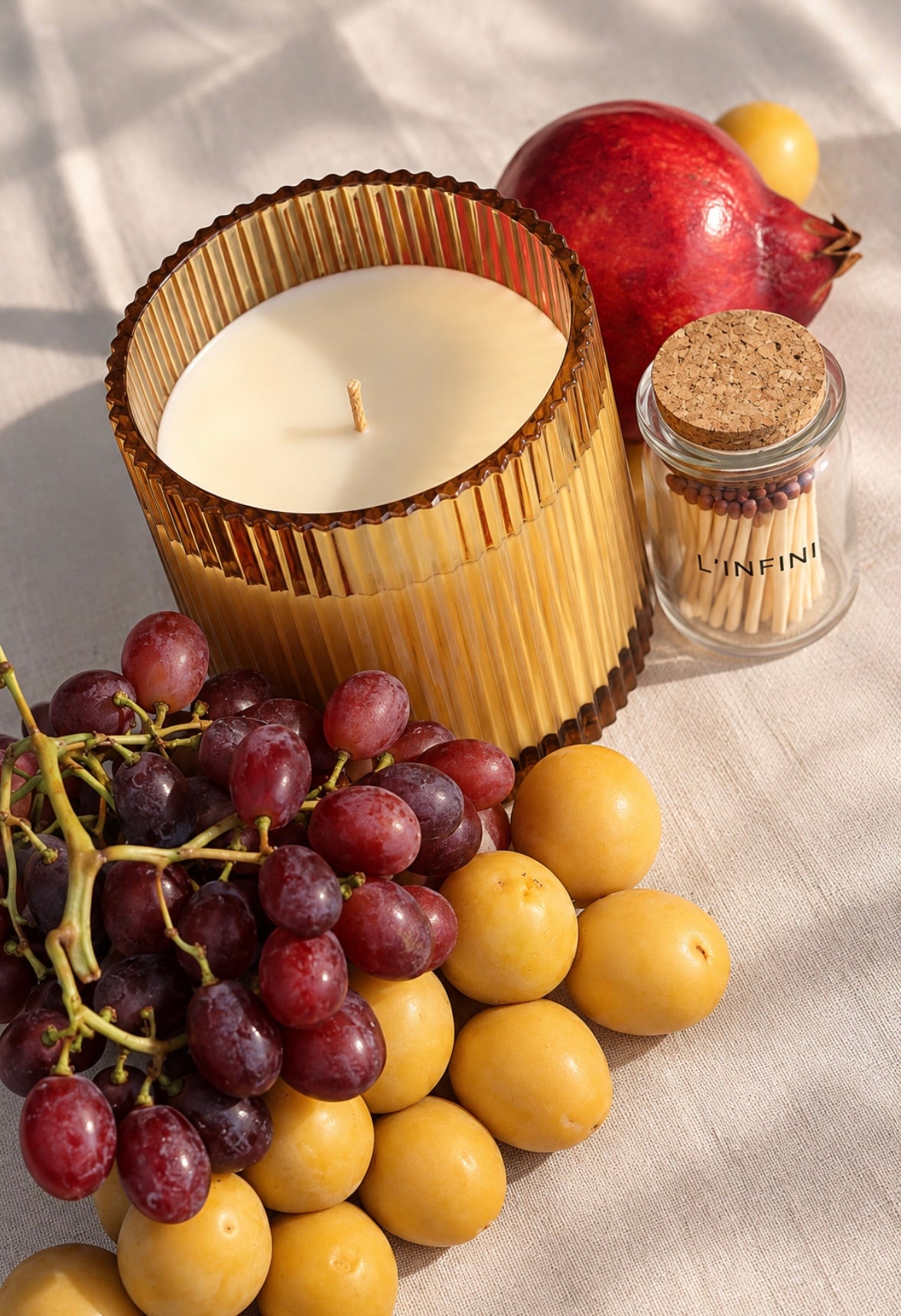 Poire blanche 0.5L - נר צילנדר פסים זהב